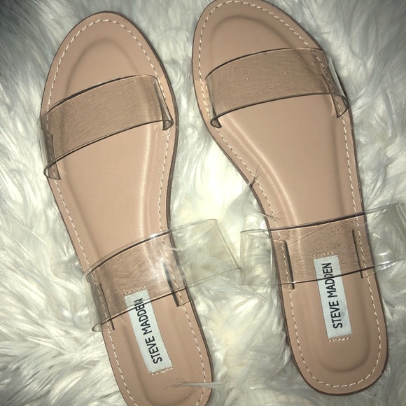 clear two strap sandals